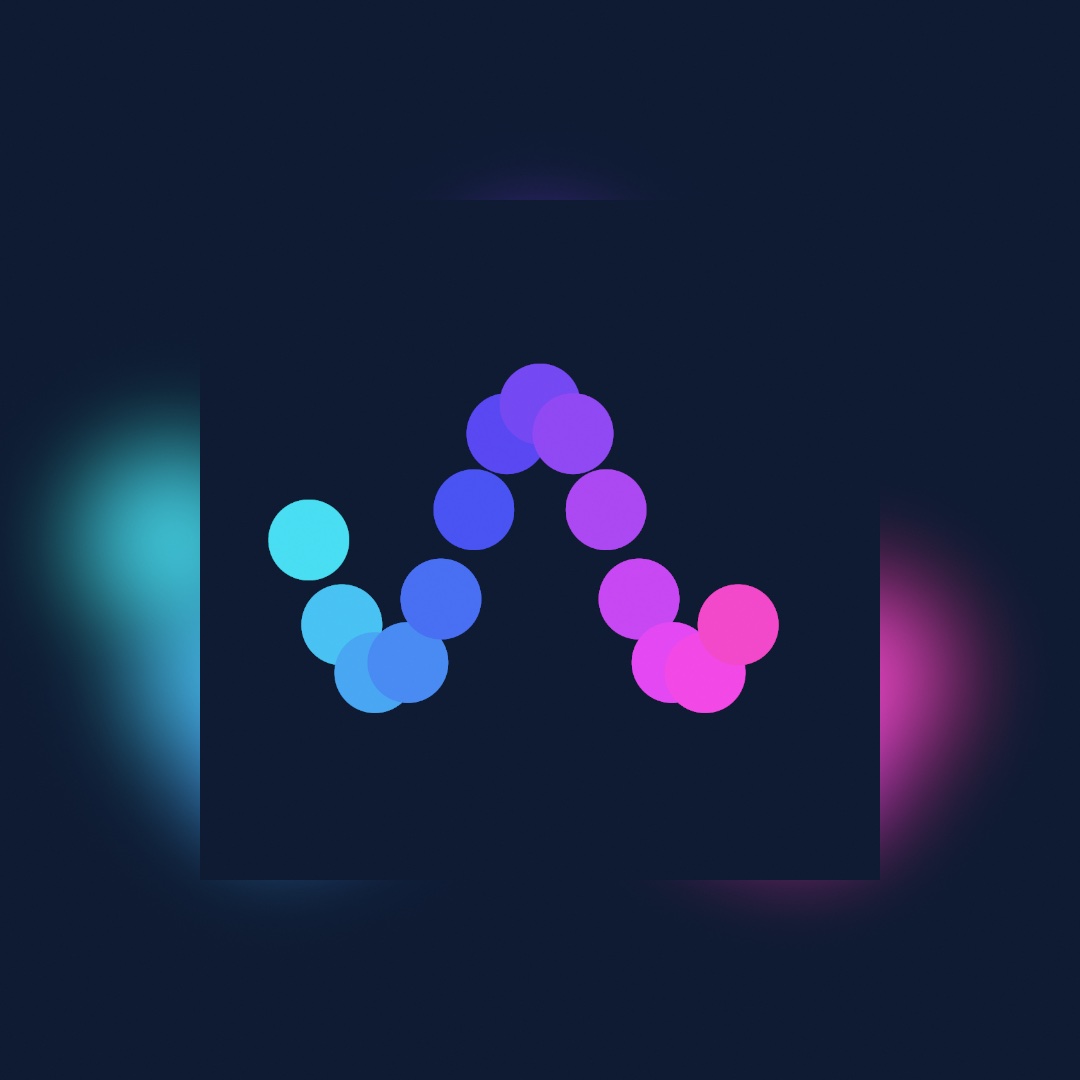 A wave of colored dots shown twice: hugely blurred across the whole canvas, and sharp inside a smaller card floating in front of its own blur